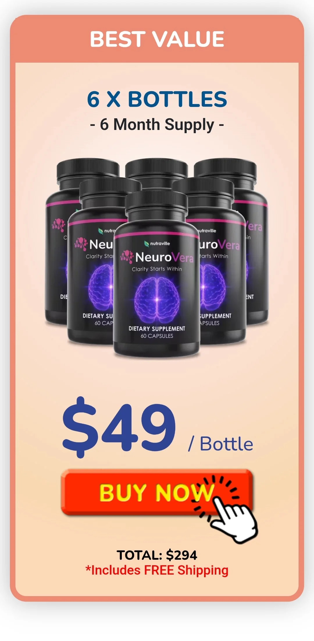 NeuroVera™ 6 bottles pricing